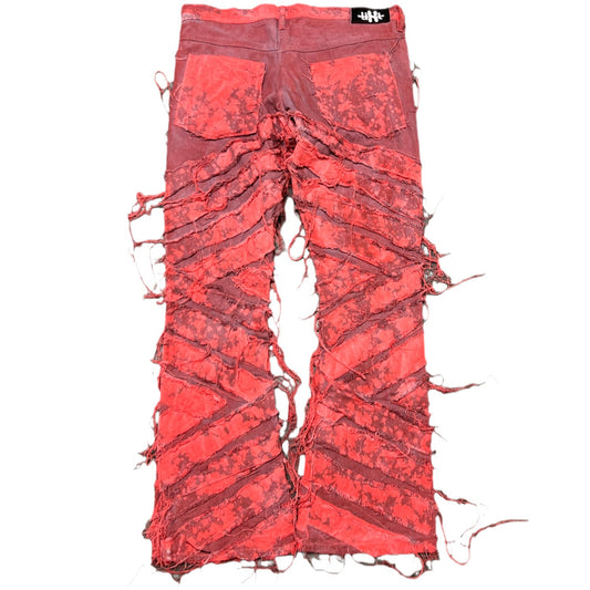 PINK DISTRESS PATCHWORK DENIM