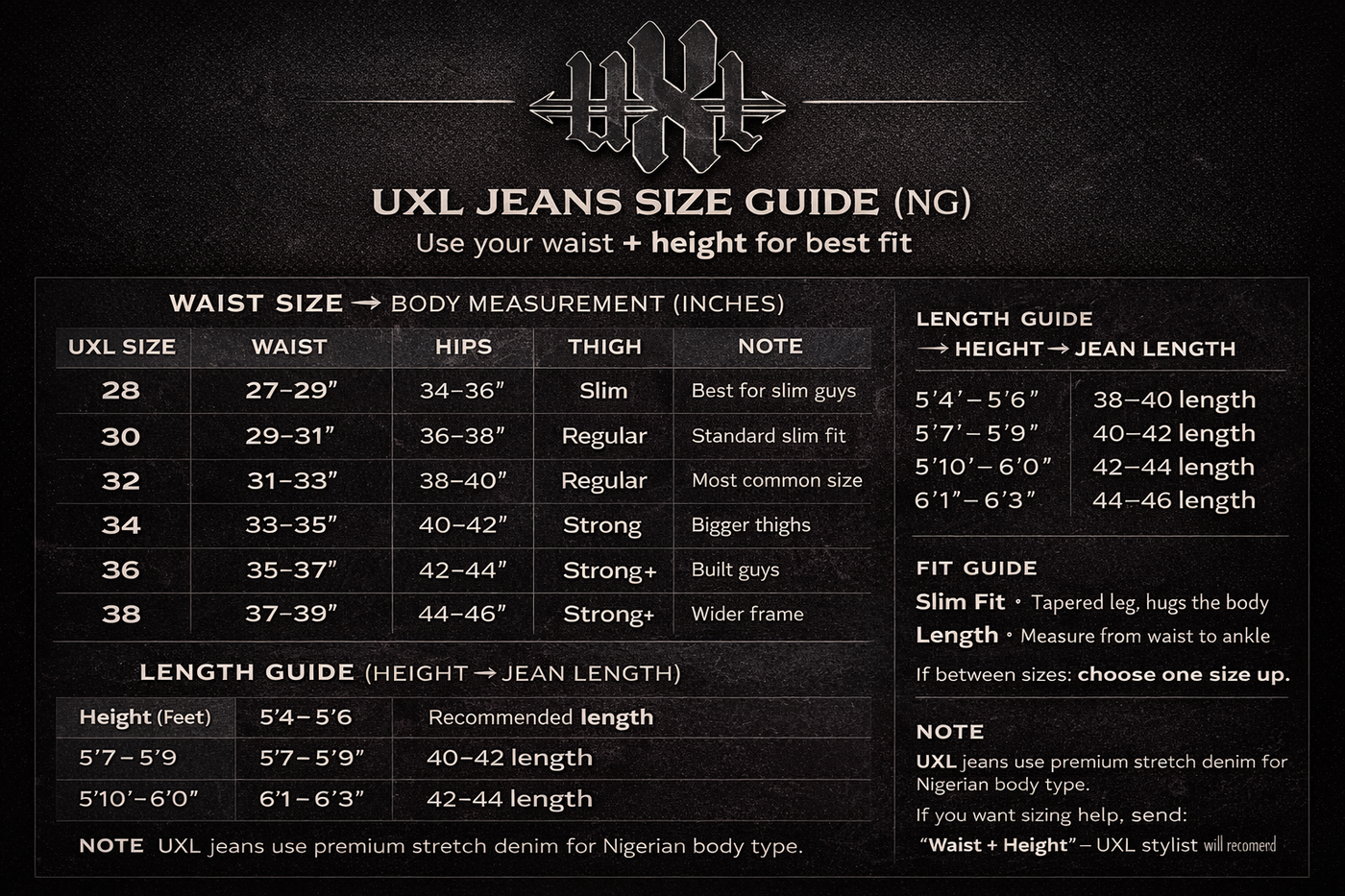 Size chart